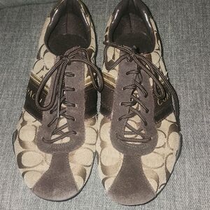 Coach Brown and Gold Athletic Shoes 6.5